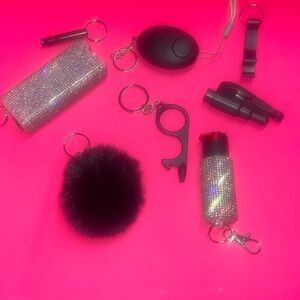 White Rhinestone Multi Use  Keychain Set